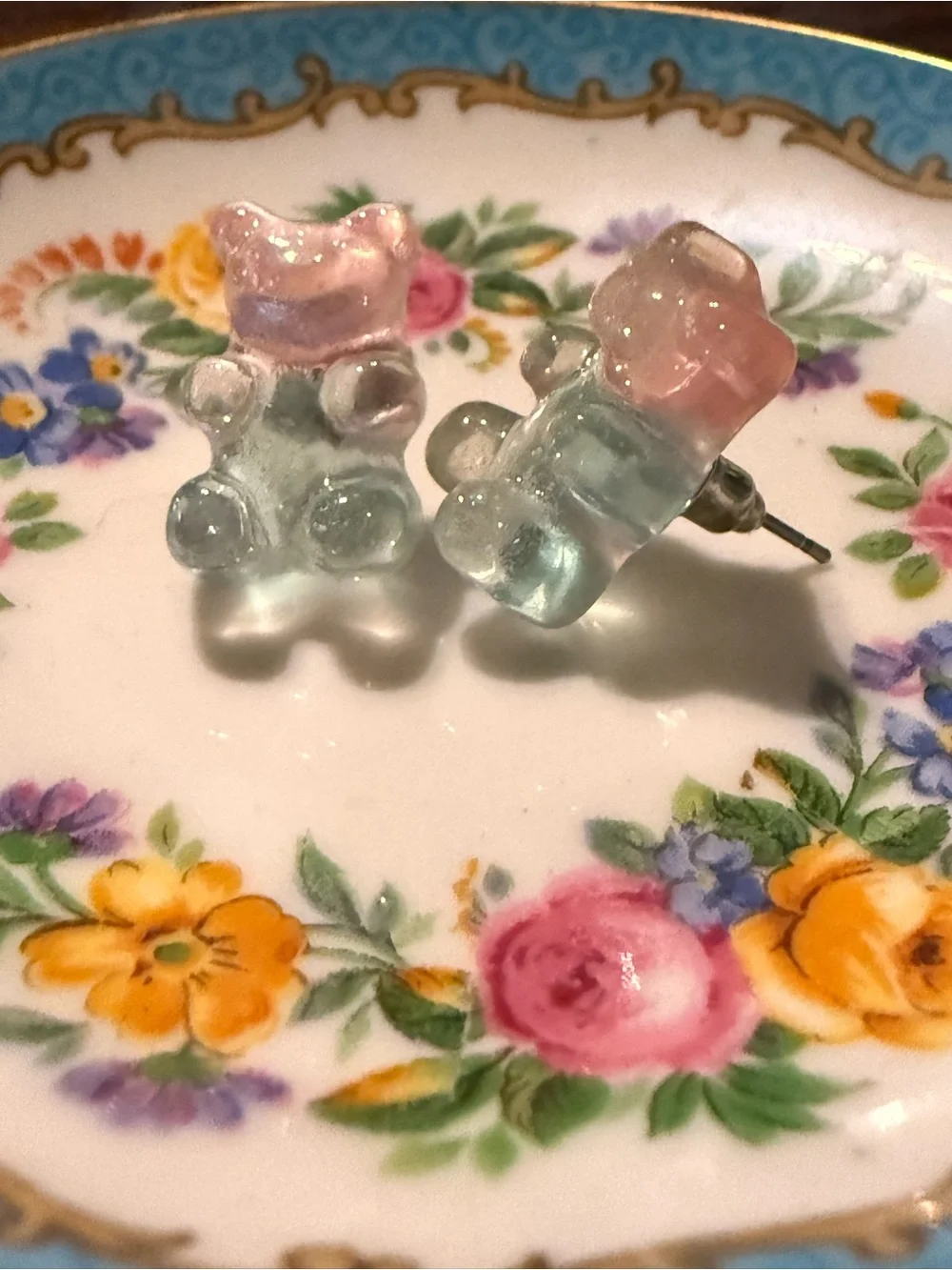 3 Pair of Pastel Multicolored Gummy Bear Earrings- Multicolor